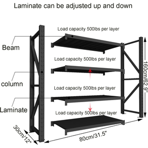 Estantería Apilable de 4 Niveles con Estructura de Acero de Nuevo Diseño, Capacidad de Carga de 300 kg, para Almacenamiento en Almacenes - Product Image 4