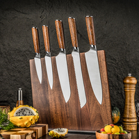Ensemble de couteaux de chef de cuisine en acier inoxydable 1.4116 à haute teneur en carbone Chef Santoku Bread Unity Couteau d'office avec manche en bois Pakka