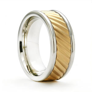 Bague en acier inoxydable lourd de 8 mm, sur mesure OEM, avec bord poli et centre rainuré, bijoux pour hommes - Product Image 4