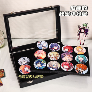 Anime Badge Storage Box 1L Dust Proof <b>Display</b> <b>Case</b> For Collectibles With Wooden Stand - Product Image 5