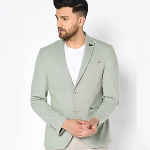 Slim fit açık zeytin yeşili ve beyaz ekose desenli tasarımları rahat iş blazers erkekler için