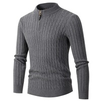 Großhandel Atmungsaktiver Anti-Schrumpf Herren Slim Fit Pullover mit Halbem Reißverschluss Rundhals-Sweater Halbhoher Kragen Strickpullover für den Winter