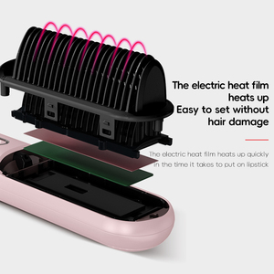 High Quality Customized Logo Portable Hair <b>Straightener</b> Cordless Hair <b>Brush</b> Adjustable Temperature Wireless Hair <b>Straightener</b> - Product Image 3