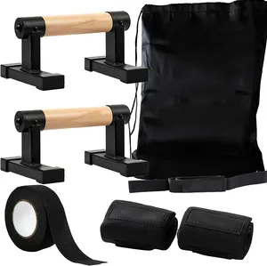 Fitness Sport Push Up Gym Exercise Training Solid Beech Wooden Paralettes Stands Push up Bars with bag grip tape