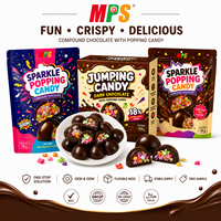 Bombes au chocolat fourrées de bonbons pétillants colorés, enrobées de chocolat noir, avec un cœur croquant surprise, fabrication en gros pour marques privées