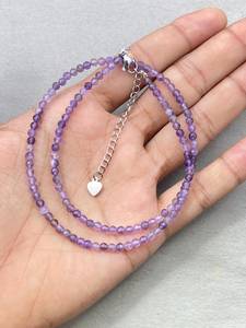 Gargantilla de cuentas de amatista facetada, delicado collar unisex de piedras preciosas de moda para fiestas, cuentas microfacetadas, gemas redondas de cristal Hasnain - Product Image 5