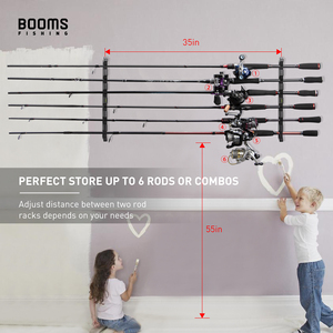 Booms Fishing WV5 Horizontal Fishing <b>Rod</b> Holders for Garage, Store up to 6 <b>Rod</b> and Reel Combo, Wall Mounted Fishing <b>Rod</b> Rack - Product Image 4