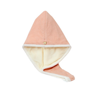 Double Layered Coral Fleece Hair <b>Towel</b> 25x60cm Pinkish Green For Women Shower Cap <b>Quick</b> Dry Absorbent - Product Image 5