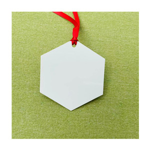도매 육각 모양의 화이트 승화 알루미늄 장식품 양면 승화 금속 크리스마스 장식 리본 - Product Image 5