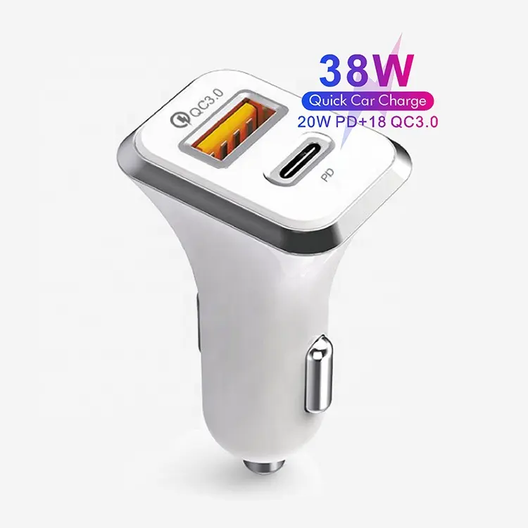 DC 12V/24V Laptop 18W Qc3.0 Fast Charging 20W Pd Usb C Car Charger Type C Mobile Phpne Dual Plug Port Charger Car For Iphone