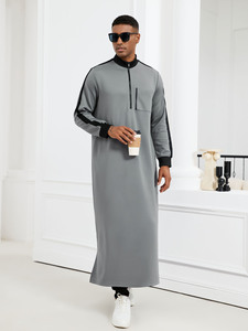 Islamic Winter Khamis Arab Islamic Muslim Sport <strong>Men</strong> <strong>Thobe</strong> Jubba With Pockets - Product Image 2