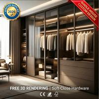Armoire sur mesure pour chambre à coucher, la meilleure armoire en bois tendance avec un grand espace de rangement et une porte vitrée