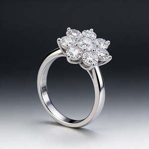 <b>CUSTOM</b> SILVER 10K/14K/18 SOLID GOLD CLASSIC Lab-Grown CVD IGI VVS-VS Oval Cut ENGAGEMENT PARTY FASHION CLUSTER <b>RING</b> - Product Image 1