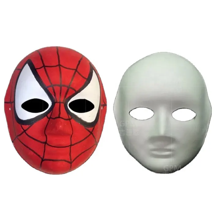 Toptan en satış çocuk maskesi beyaz kağıt malzeme DIY örümcek adam maskesi çocuklar için