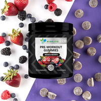 Gummies pré-entraînement aux baies mélangées, marque privée OEM, avec bêta-alanine, vitamine B12, caféine, supplément énergétique