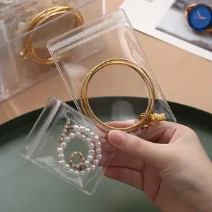 PVC de haute qualité épaissi anti-poussière anti-oxydation transparent boucles d'oreilles collier bijoux stockage emballage sac avec fermeture éclair