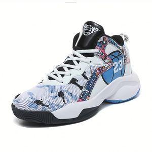 Chaussures de <span class=keywords><strong>basket</strong></span>-ball montantes pour hommes et femmes, baskets <span class=keywords><strong>mi</strong></span>-hautes en maille respirante à lacets, tissu extensible, mode extérieure, été et hiver - Product Image 2