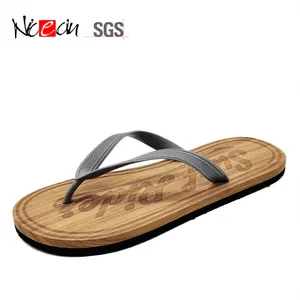 Pantofola infradito di marca famosa Casual da spiaggia in legno EVA da uomo a buon mercato con Logo OEM