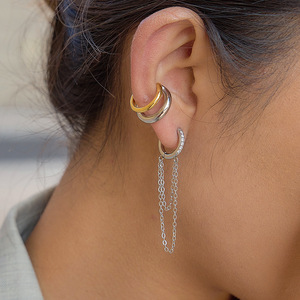 Pendientes de aro de acero inoxidable con borlas y cadena colgante para ropa de playa, joyería para mujer - Product Image 3