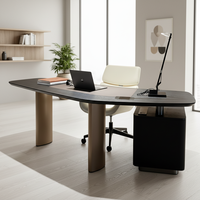 Bureaux d'étude minimalistes italiens en acier inoxydable, tables de bureau modernes en bois pour cadres avec tiroir