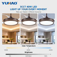 Ventilateur de plafond LED rétractable avec télécommande, moteur BLDC, fonction de contrôle intelligent, 50 pouces, fabrication OEM ODM sur mesure