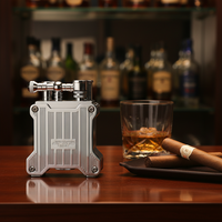 Briquet de table JIFENG JF-118 classique de luxe, grande taille, en métal, rechargeable au butane, à flamme unique, pour cigares et cigarettes, livré en coffret cadeau