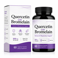 Cápsulas de Quercetina y Bromelina de Calidad de Exportación, 60 Unidades, para Mercados de EE. UU. y la UE, Sin OMG, Veganas, Suplemento para el Bienestar Respiratorio, de Fábrica