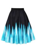 Jupe trapèze mi-longue à imprimé, taille élastique, décontractée, élégante, pour les vacances d'été, 100% polyester
