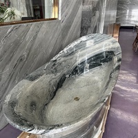 Baignoire double autoportante en quartzite cactus boreal de luxe, en pierre naturelle, avec douche intégrée pour salle de bain
