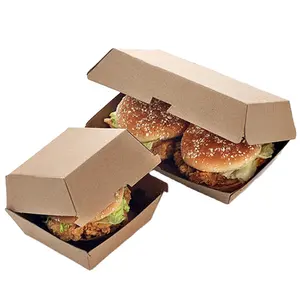Hot Sale Beberapa Ukuran Kemasan Disesuaikan Logo Dicetak Kraft Burger Kotak Kertas