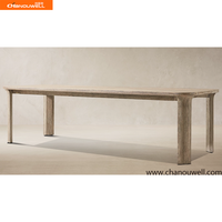 Ensemble de salle à manger d'extérieur en teck, table rectangulaire de patio avec chaises à accoudoirs et chaises latérales pour jardin de villa - Vente chaude