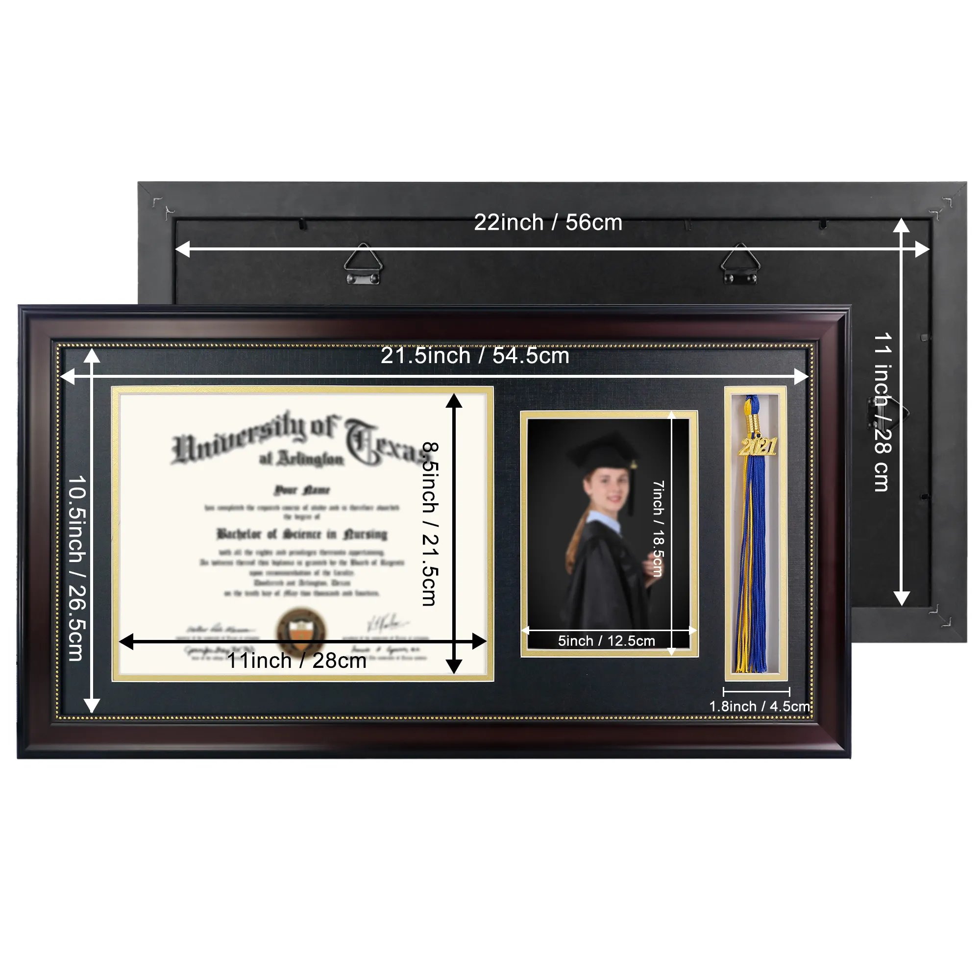 Burgundy Brown Certificate Frame Diploma Photo Frame with Tassel Holder for 5x7 4x6 Photo