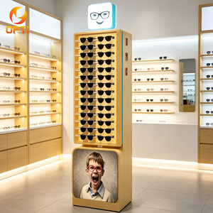 ชั้นวางแว่นกันแดดไม้แบบตั้งพื้นพร้อมไฟ LED สำหรับร้านแว่นตา - Product Image 2