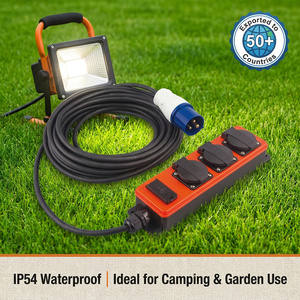 Camping Outdoor 5M 3-Way Schuko Cord Power Strip Socket With 16A 230V Plug and 5V2.1A A+C <b>USB</b> Ports TB01U Europea - Product Image 4