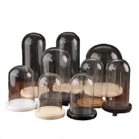 Support de bougie en verre de haute qualité pour la vente en gros, avec rose éternelle sous cloche en verre
