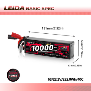 LEIDA LD05-6S10000 22.2V 40C 6S Lithium Ion <strong>10000mAh</strong> <strong>Lipo</strong> <strong>Battery</strong> for FPV Quadcopters RC Cars Trucks Boats (800 Cycles) - Product Image 4