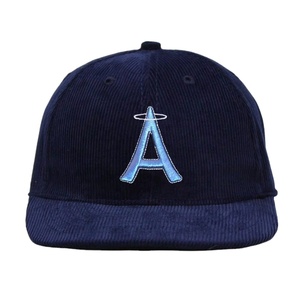 Diseña tu propia gorra de pana al por mayor, azul marino liso, de 6 paneles, con visera plana personalizada, corona alta, 100% algodón, gorras snapback de pana. - Product Image 2