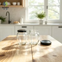 280ML Ei-vormige, bolle glazen weckpot, glazen vaas voor augurken, kruiden, gedroogd fruit, huishoudelijke keukenopbergruimte