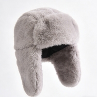 Gorro Ushanka de Piel Sintética de Conejo Engrosada, Gorro Térmico de Peluche Completo, Gorro de Trampero con Orejeras para Protección contra el Frío de Invierno, Gorro de Piloto de Piel Ártica