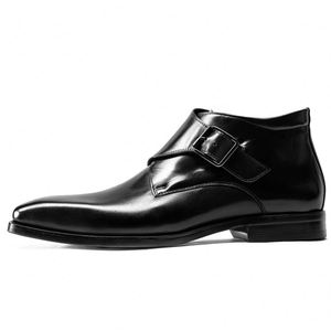 Botas de Hombre de Alta Calidad para Banquetes Sociales, con Punta en Pico y Parte Superior Elevada, de Cuero Vacuno Suave de Primera Capa, Botas Mocasín para Hombre con Aumento de Altura - Product Image 1