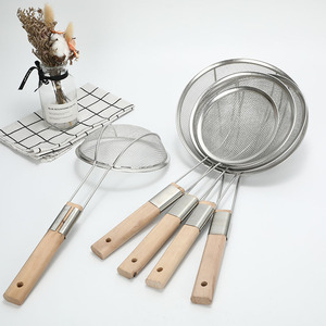 Stainless Steel <b>Strainer</b> With Wooden Handle Fine <b>Mesh</b> For Kitchen Use - Product Image 2