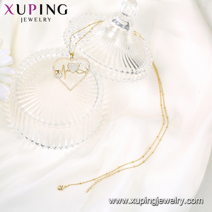 สร้อยคอ-00948 Xuping เครื่องประดับหรูหราแฟชั่นหัวใจชุดหัวใจที่มีเพชรมุกห่วงโซ่จี้สร้อยคอผู้หญิง - Product Image 5