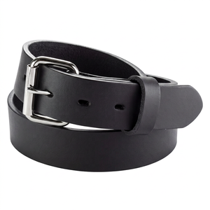 Nuevo Cinturón Casual de Cuero Vacuno Negro Marrón con Hebilla de Acero con Cierre Automático Plateado, Duradero e Impermeable para Hombre - Product Image 1