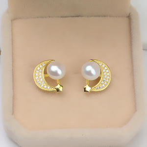 Pendientes de Plata S925 con Perlas de 7-12 mm, Diseño Personalizado de Conejo del Zodiaco, Accesorios de Joyería DIY, Bandeja 2997 - Product Image 2