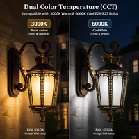 Lampe murale LED extérieure étanche en aluminium cylindrique/carrée noire, diffuseur en polycarbonate, capteur de lumière, CRI élevé 95, dimmable 2700K