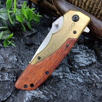 Couteau pliant utilitaire portable DA77, lame 5Cr13Mov, manche en laiton + bois coloré, multifonction, bricolage, camping en plein air, chasse