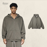 Sweat-shirt à capuche zippé pour homme en mélange de coton et polaire, uni, à manches longues, décontracté, streetwear d'hiver, personnalisable avec logo OEM ODM