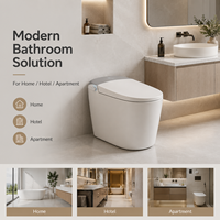 WC intelligent monobloc personnalisable avec bidet intégré, cuvette carrée, réservoir encastré, pompe de surpression, chasse automatique, siège chauffant, drainage S-Trap/P-Trap