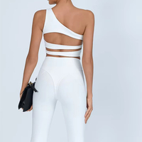 Léger grande taille respirant une bandoulière rembourré soutien-gorge de sport taille haute décontracté pantalon évasé femmes Yoga Gym 2 pièces ensemble