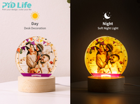 Cadres photo en acrylique personnalisables par sublimation, bases de lampe LED en bois, veilleuses 3D pour cadeaux personnalisés